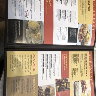 a menu for two different types of food