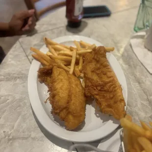 Fried catfish with fries