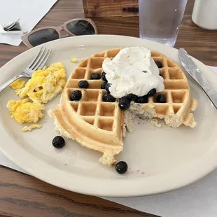 Belgian Waffle with Blueberries