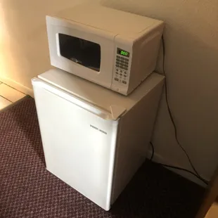mini fridge and microwave