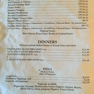 Menu first page