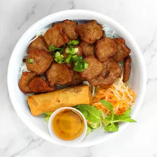 a bowl of asian food