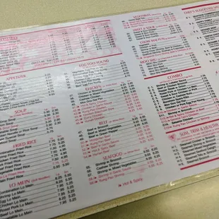menu