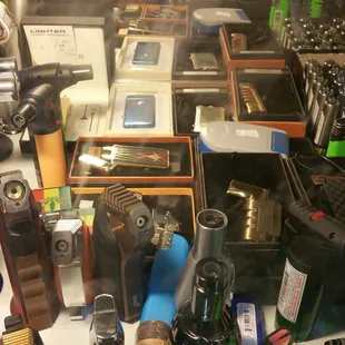 a collection of lighters and lighters