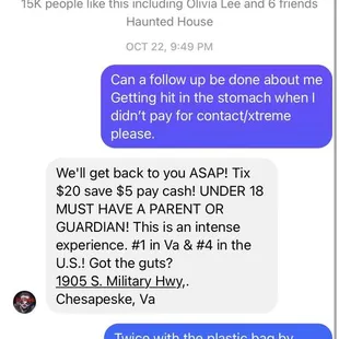 Read my review. Got hit in the stomach and that's all he said .