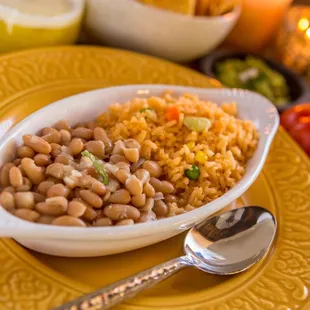 a bowl of beans and rice