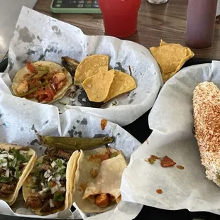 Tacos and elote