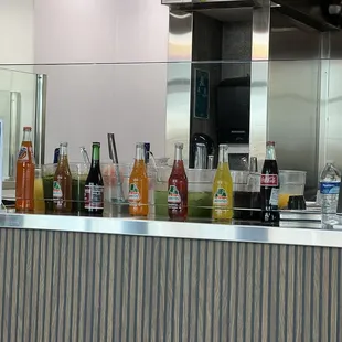 Bottled drinks and work station