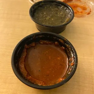 Green and red salsa hot and awesome