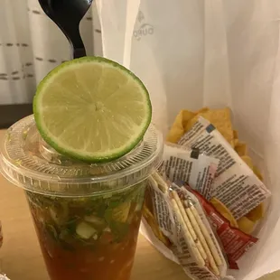 Shrimp Cocktail came with fresh chips &amp; crackers it&apos;s a medium but huge serving