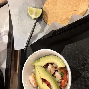 Shrimp, Ceviche Tostada