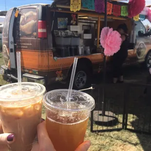 Pomegranate green tea and coffee drink at taco fest. So amazing!