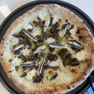 FUNGHI sans sausage sub boquerones. Y.U.M.M.M..