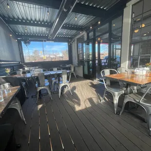 Seating for days! Patio heated during winter and open air during summer.