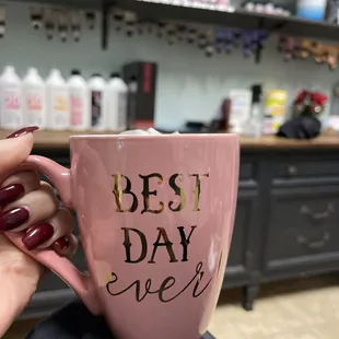 Enjoying so delicious raspberry hot tea w/ honey while comfortably processing !