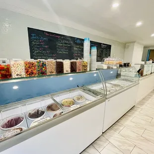a variety of desserts on display