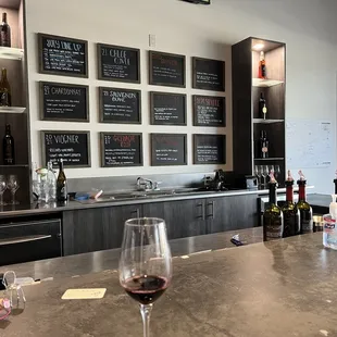 wine glasses on the bar