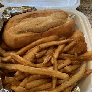 From the box - fish sandwich.. ohh the fries!!