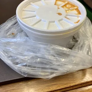 Carefully packed soup
