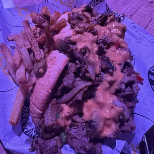 Cheesesteak and fries