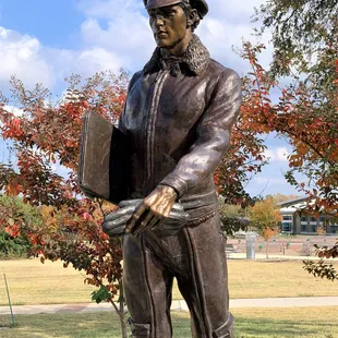 The 7&apos; Flyboy statue, a WW II Army Air Corps navigator.