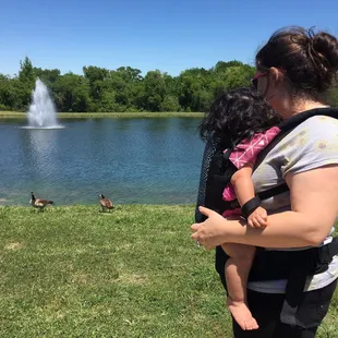 My littlest daughter and I staring at the ducks!