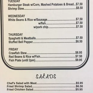 a menu for a restaurant