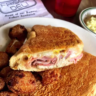 Hush puppies, very good Cuban sandwich and great tater salad