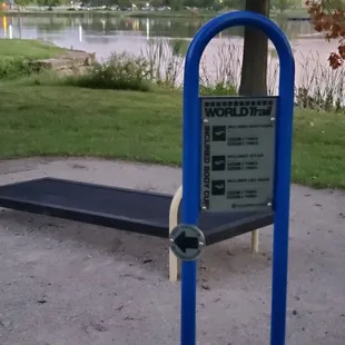 Exercise stations around the lake