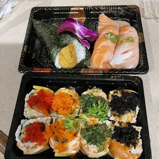 3/10/21 TOP - uni Handroll + sake toro sushi BOTTOM - DJ roll