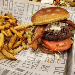 a burger and fries