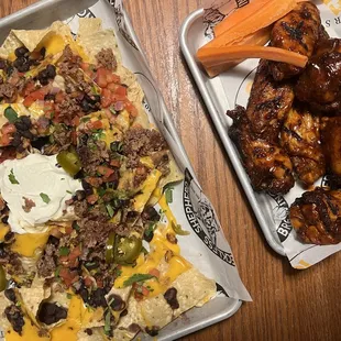 Nachos and grilled wings
