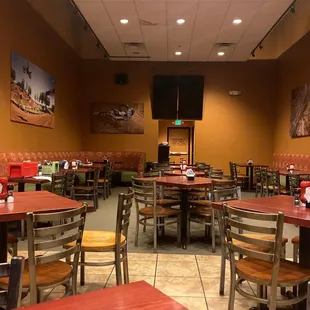 The restaurant area, after hours.