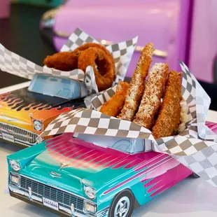 Parmesan Zucchini Sticks and Onion Rings