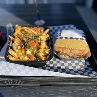 Frisco cheeseburger and bacon cheese fries