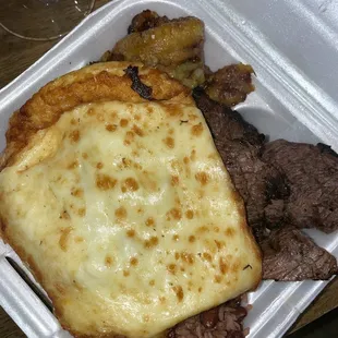 carne asada,  queso frito , maduros and gallo pinto