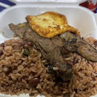 Carne Asada, Gallo Pinto, Fried Cheese