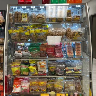 Display case filled with authentic goodies