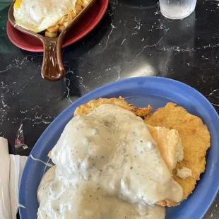 Upside down Manhattan with a pork tenderloin, and their Farmer's Skillet!