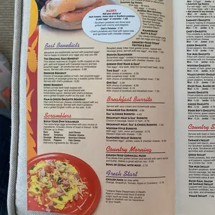 Breakfast menu, page 1