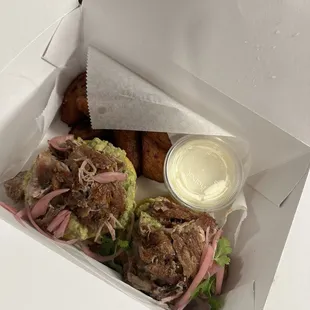 Carnitas Arepa &amp; Fried Plantains