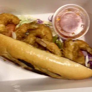 This is the Shrimp Po'Boy with sweet and sour sauce!!