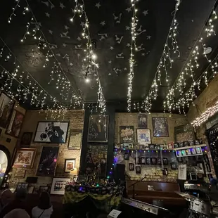 the ceiling of the bar