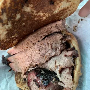 Small sliced beef sandwich