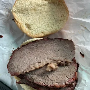 Sliced beef sandwich