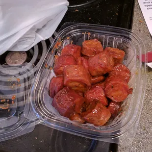 Sausage burnt ends $4