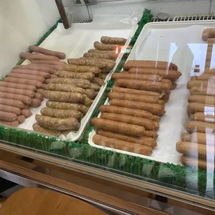 a variety of sausages