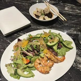 Dumplings and salad