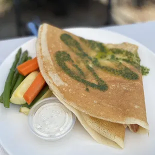 Chicken Apple Sausage Crepe, Side Steam Veggie