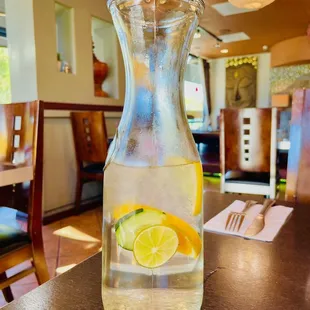 a pitcher of lemonade